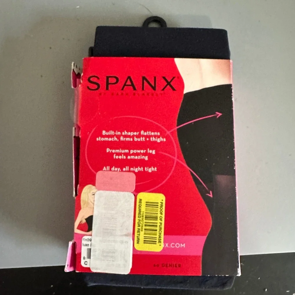 Spanx Luxe Leg Tights Black Opaque 60‎ Denier Shaper Top Size C FH3915